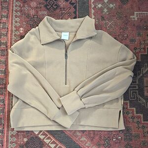 Varley Tan Quarter-Zip Cropped Pullover
